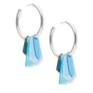 Gaby Bright Silver Statement Earrings In Sky Blue